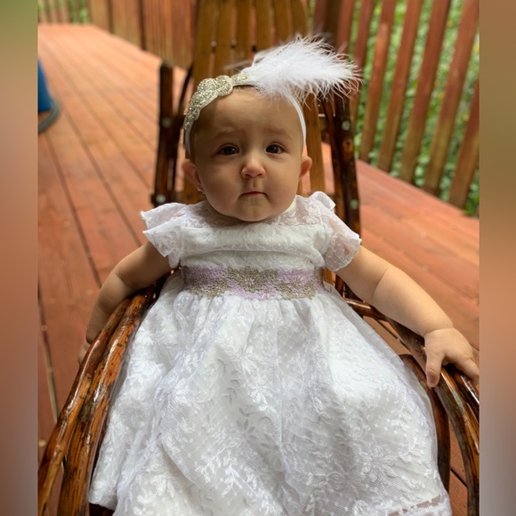 🎉HP🎉Exquisite lace dress with matching diaper cover and free head band - Picture 1 of 9